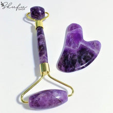 Laden Sie das Bild in den Galerie-Viewer, Amethyst Gua Sha Gesichtsroller
