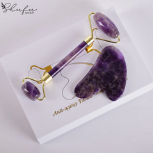 Laden Sie das Bild in den Galerie-Viewer, Amethyst Gua Sha Gesichtsroller
