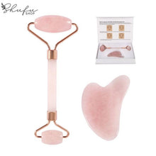 Load the picture into the gallery viewer, Gua Sha Gesichtsroller Rosenquarz Shufu Shop
